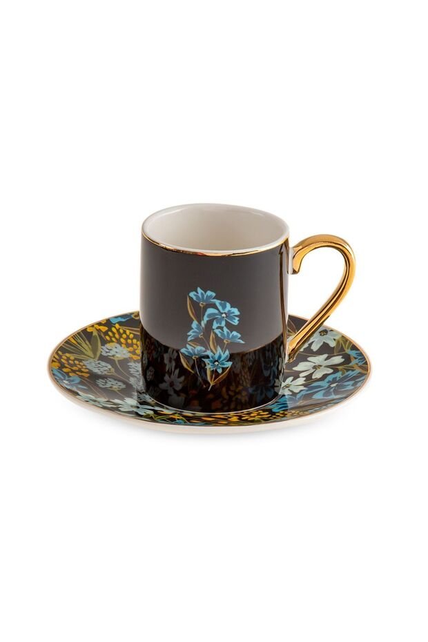 Jumbo Premium Turkish Coffee Cup Set - Black Garden - 4 Piece - TryAladdin