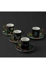 Jumbo Premium Turkish Coffee Cup Set - Black Garden - 4 Piece - TryAladdin