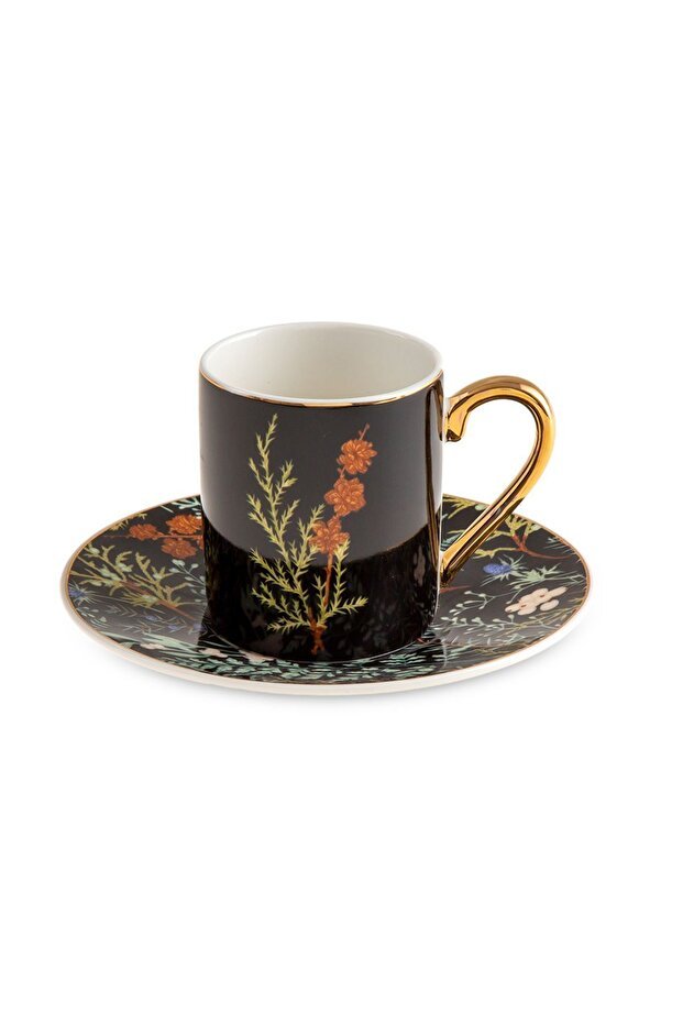 Jumbo Premium Turkish Coffee Cup Set - Black Garden - 4 Piece - TryAladdin