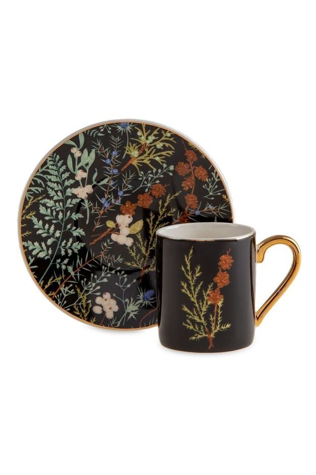 Jumbo Premium Turkish Coffee Cup Set - Black Garden - 4 Piece - TryAladdin
