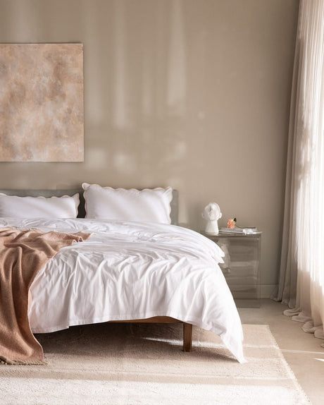 Justine King Size 100% Cotton Duvet Cover Set - White & Blush - TryAladdin