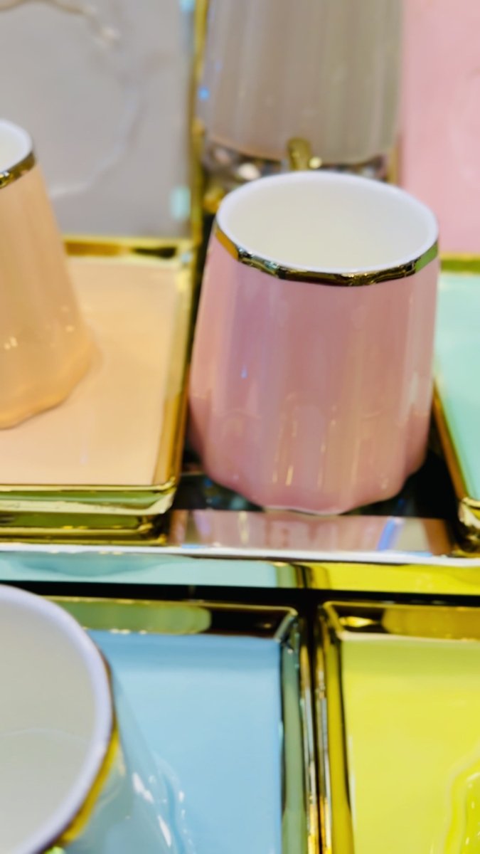 Kanova Premium Turkish Porcelain Coffee Cup Set - 6 Person, 12 Piece - TryAladdin