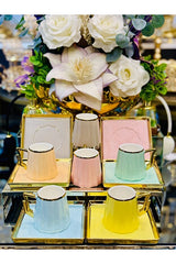 Kanova Premium Turkish Porcelain Coffee Cup Set - 6 Person, 12 Piece - TryAladdin