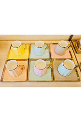 Kanova Premium Turkish Porcelain Coffee Cup Set - 6 Person, 12 Piece - TryAladdin