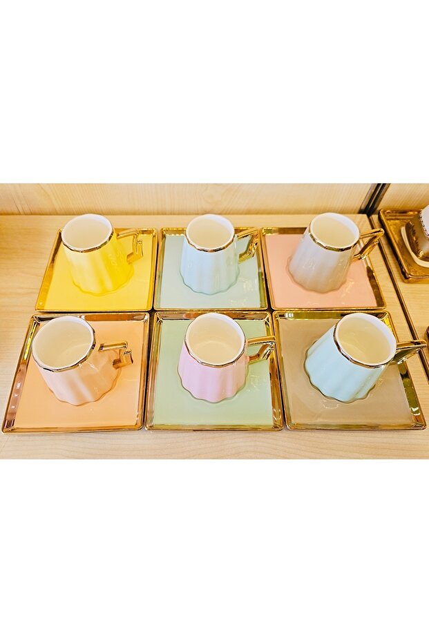 Kanova Premium Turkish Porcelain Coffee Cup Set - 6 Person, 12 Piece - TryAladdin