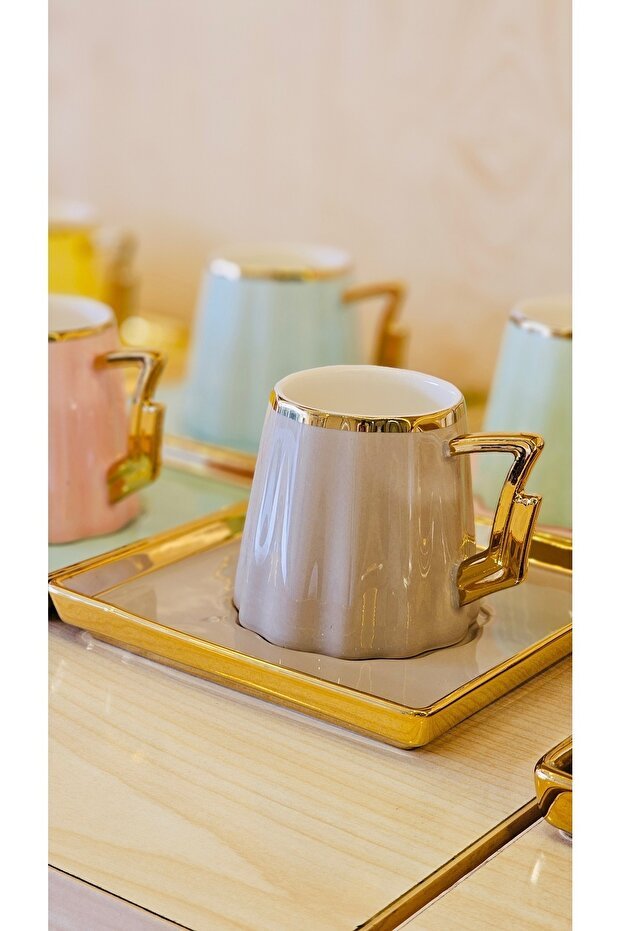 Kanova Premium Turkish Porcelain Coffee Cup Set - 6 Person, 12 Piece - TryAladdin