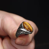 Tesbihevim | Men's Silver Ring with Tiger's Eye Stone