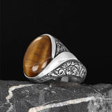 Tesbihevim | Men's Silver Ring with Tiger's Eye Stone