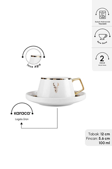 Karaca Aries Premium Turkish Coffee Cup Set - 2 Cups x 100ml - TryAladdin