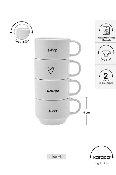 Karaca Artisan 4 - Person Espresso Coffee Set - 4x 100ml Capacity - TryAladdin