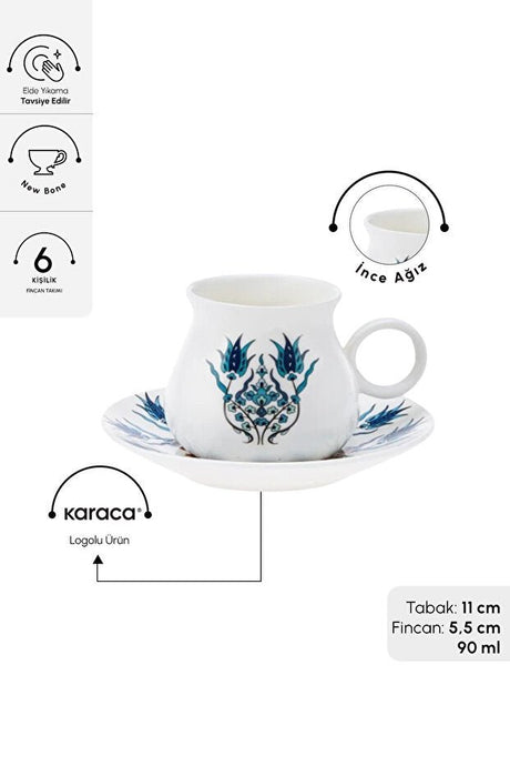 Karaca Bursa Premium Turkish Coffee Cup Set - 6 Piece - 90ml - TryAladdin