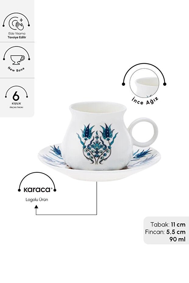Karaca Bursa Premium Turkish Coffee Cup Set - 6 Piece - 90ml - TryAladdin