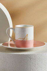 Karaca Elegant 'A' Initial Turkish Porcelain Coffee Cup - 100ml - TryAladdin