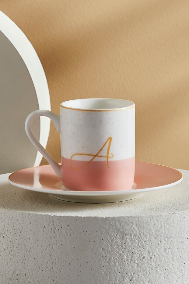Karaca Elegant 'A' Initial Turkish Porcelain Coffee Cup - 100ml - TryAladdin