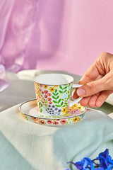 Karaca Fiore Premium Turkish Coffee Cup & Saucer Set - 105ml - TryAladdin