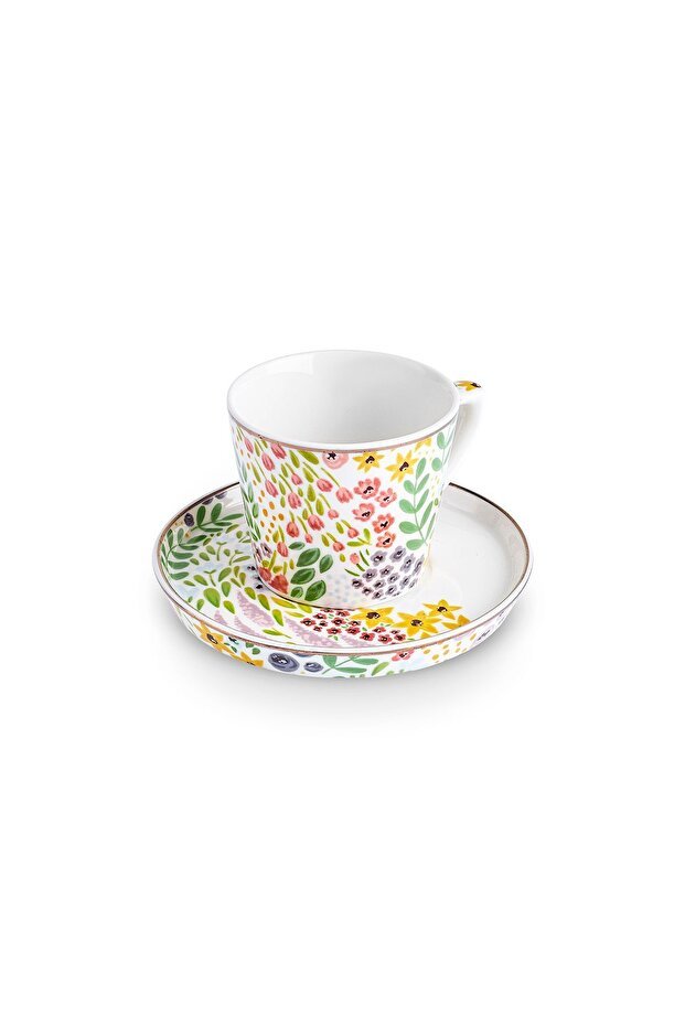 Karaca Fiore Premium Turkish Coffee Cup & Saucer Set - 105ml - TryAladdin
