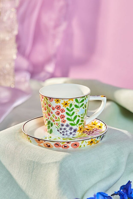 Karaca Fiore Premium Turkish Coffee Cup & Saucer Set - 105ml - TryAladdin