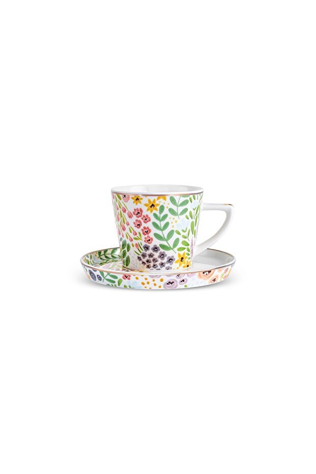 Karaca Fiore Premium Turkish Coffee Cup & Saucer Set - 105ml - TryAladdin
