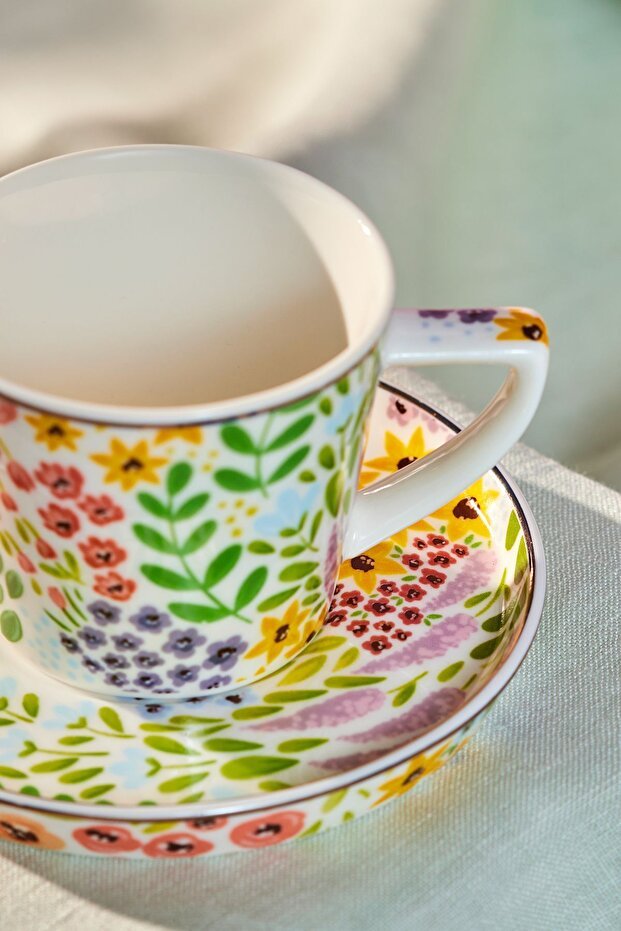 Karaca Fiore Premium Turkish Coffee Cup & Saucer Set - 105ml - TryAladdin