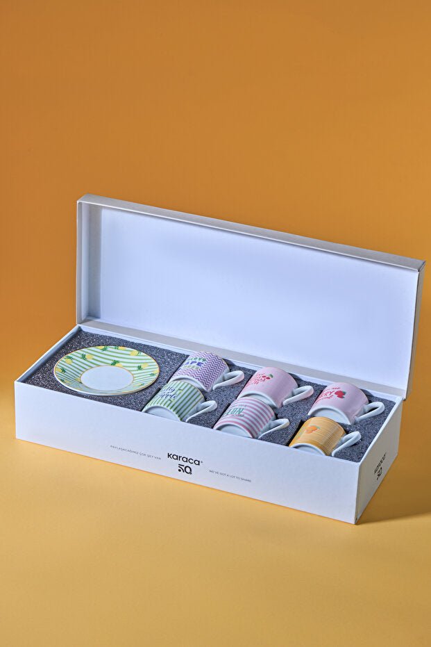 Karaca Fruitee Professional Ceramic Turkish Coffee Cup Set - 6x90ml - TryAladdin