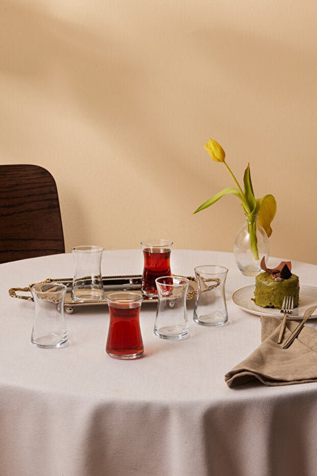 Karaca Heybeli Professional Turkish Tea Glass Set - 6 x 165ml - TryAladdin