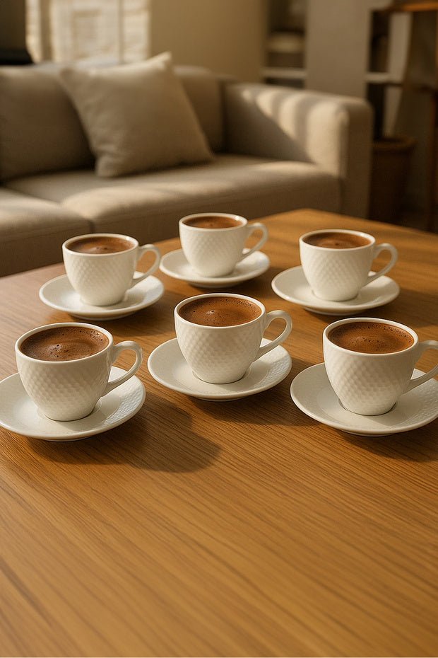Karaca Lisa Premium Turkish Coffee Espresso Cup Set - 6 Pieces, 90ml - TryAladdin