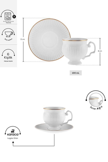 Karaca Malta Premium Turkish Coffee Set - 12 - Piece, 100ml Capacity - TryAladdin