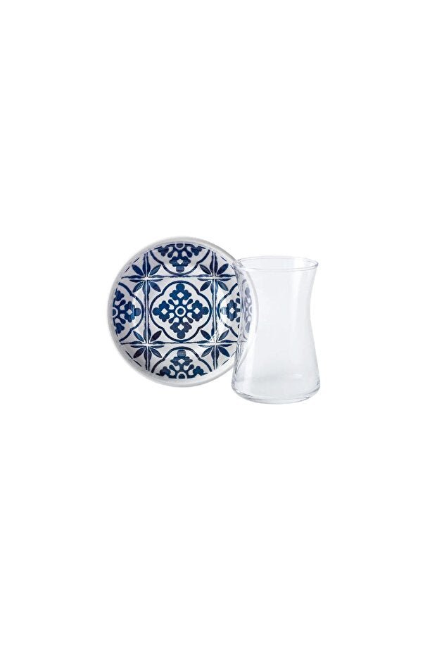 Karaca Mavili Premium Blue Porcelain Tea Set - 12 Pieces - TryAladdin