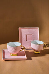 Karaca Premium Art Deco Porcelain Coffee Cup Set - 2 Person - 80ml Cups - TryAladdin