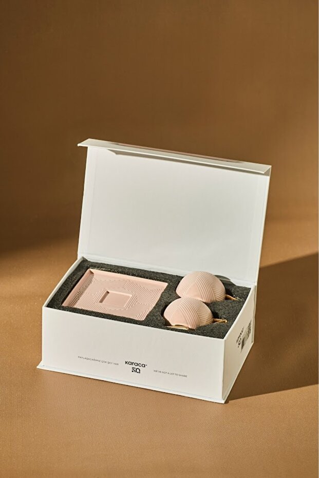 Karaca Premium Art Deco Porcelain Coffee Cup Set - 2 Person - 80ml Cups - TryAladdin