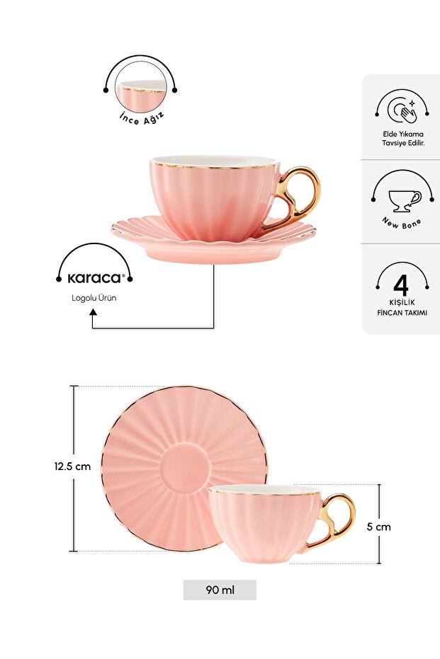 Karaca Premium Golf Turkish Coffee Cup Set - 4 - Person, 90ml Capacity - TryAladdin