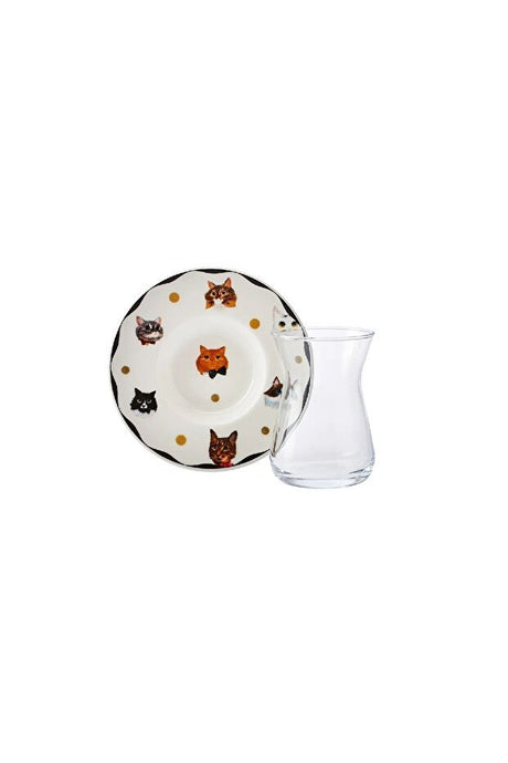 Karaca Professional Cat Motif Turkish Tea Set - 12 - Piece - TryAladdin