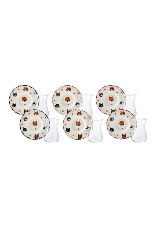 Karaca Professional Cat Motif Turkish Tea Set - 12 - Piece - TryAladdin