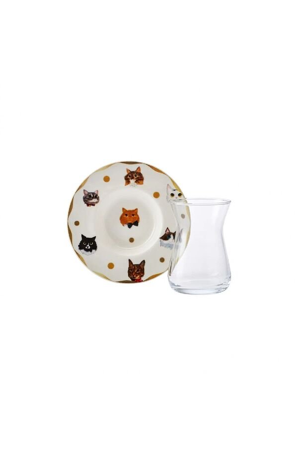Karaca Professional Cat Motif Turkish Tea Set - 12 - Piece - TryAladdin