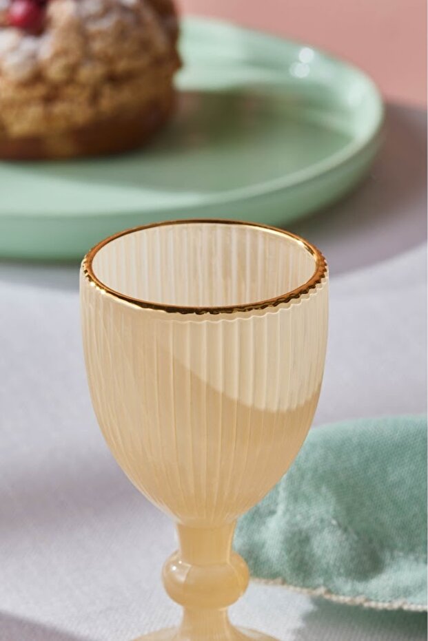 Karaca Rocco Professional Gold Rimmed Turkish Coffee Side Glasses Set - 6 x 60ml - TryAladdin