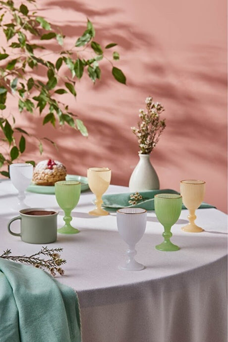 Karaca Rocco Professional Gold Rimmed Turkish Coffee Side Glasses Set - 6 x 60ml - TryAladdin