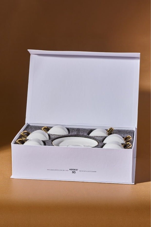 Karaca Saturn Professional Gold Turkish Coffee Cup Set - 6 x 100ml - TryAladdin