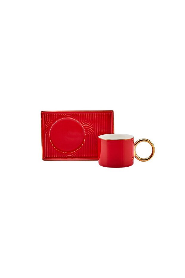 Karaca Soho Premium Turkish Coffee Cup Set - Red, 2 - Piece, 80ml - TryAladdin