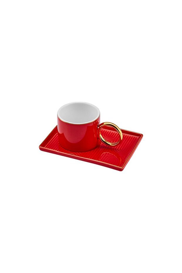 Karaca Soho Premium Turkish Coffee Cup Set - Red, 2 - Piece, 80ml - TryAladdin