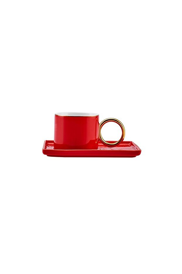 Karaca Soho Premium Turkish Coffee Cup Set - Red, 2 - Piece, 80ml - TryAladdin