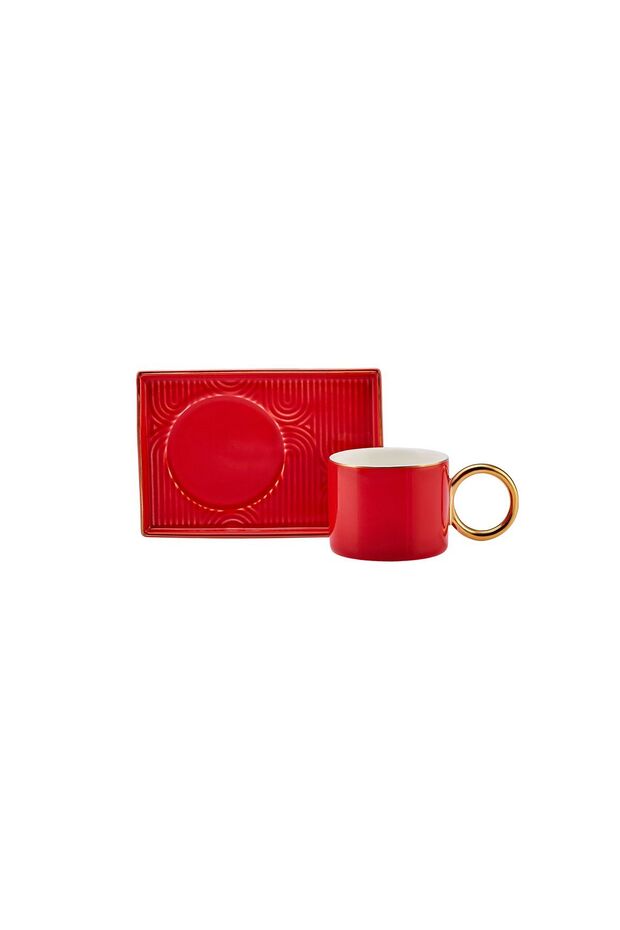Karaca Soho Premium Turkish Coffee Cup Set - Red, 2 - Piece, 80ml - TryAladdin