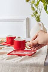 Karaca Soho Premium Turkish Coffee Cup Set - Red, 2 - Piece, 80ml - TryAladdin