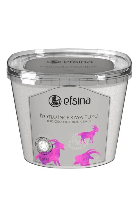 EFSINA Natural Unrefined Iodized Fine Rock Salt - 2 KG