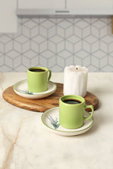 Keramika Elegant Floral Design Turkish Coffee Set - 4 - Piece Set - TryAladdin