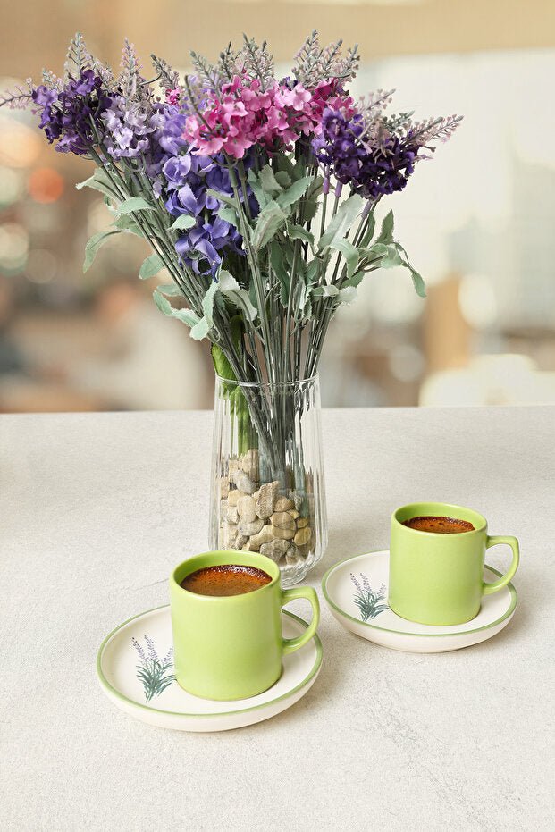 Keramika Elegant Floral Design Turkish Coffee Set - 4 - Piece Set - TryAladdin