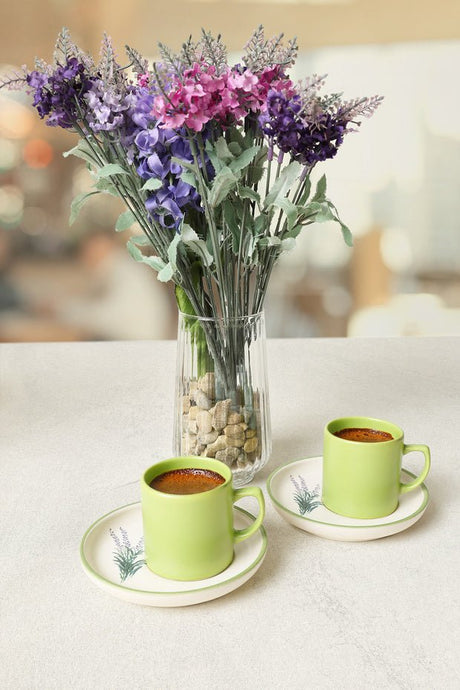 Keramika Elegant Floral Design Turkish Coffee Set - 4 - Piece Set - TryAladdin