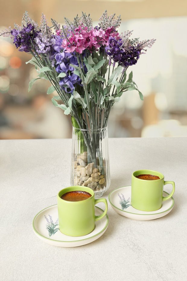 Keramika Elegant Floral Design Turkish Coffee Set - 4 - Piece Set - TryAladdin