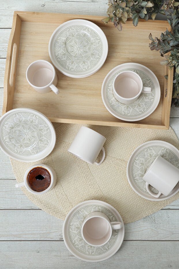 Keramika Premium Nordic Groundlace Coffee Set - 12 Piece - 6 Person - TryAladdin