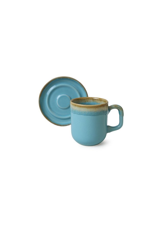 Keramika Premium Shizen Turkish Coffee Set - Yellow & Turquoise - 8 Piece Set - TryAladdin