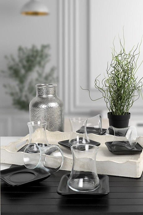 Keramika Professional Matte Black 12 - Piece Tea Set - 6 Person - TryAladdin